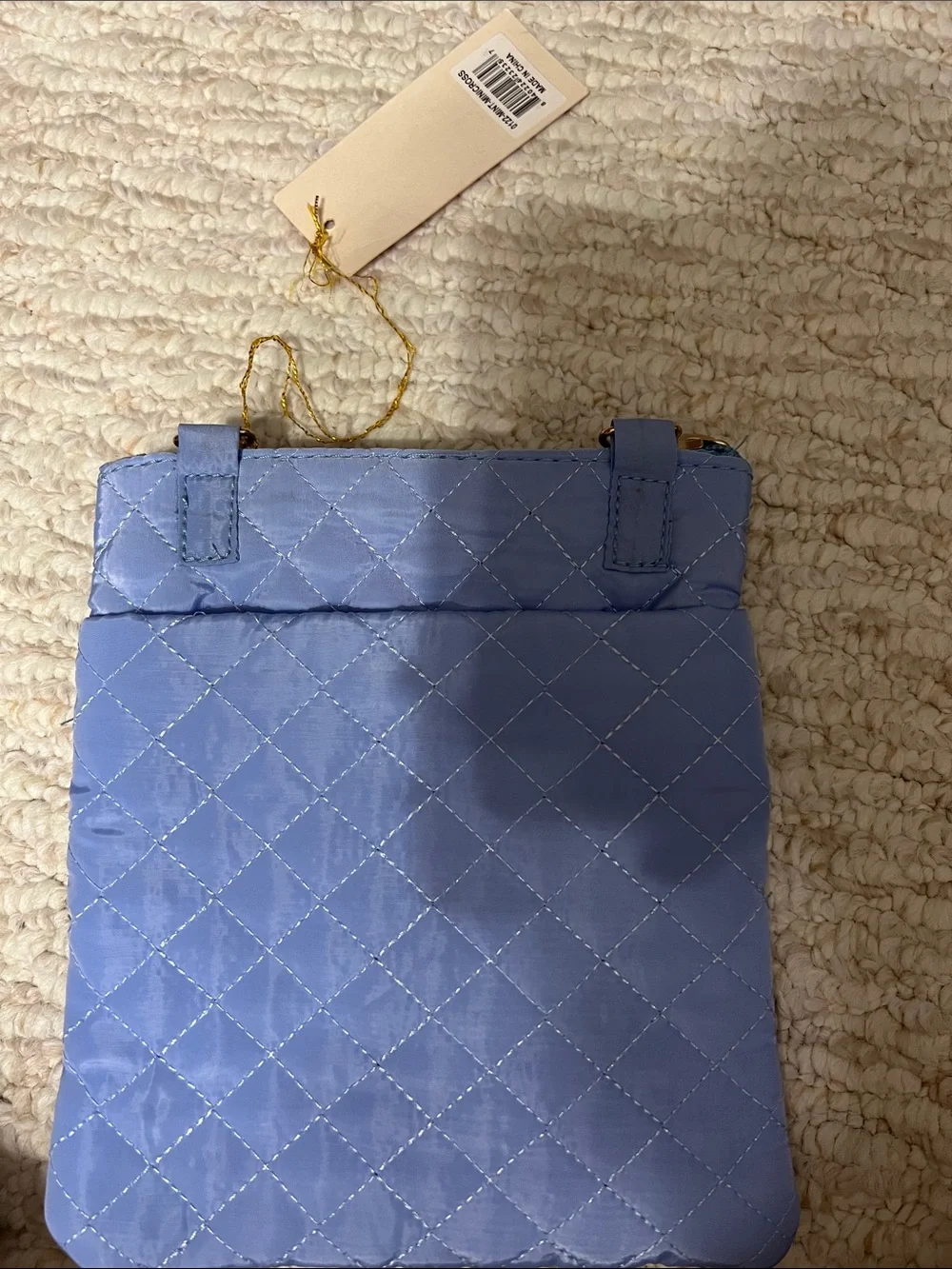 Simply Southern Quilted Light Lavender Crossbody Bag with Teal Zippers